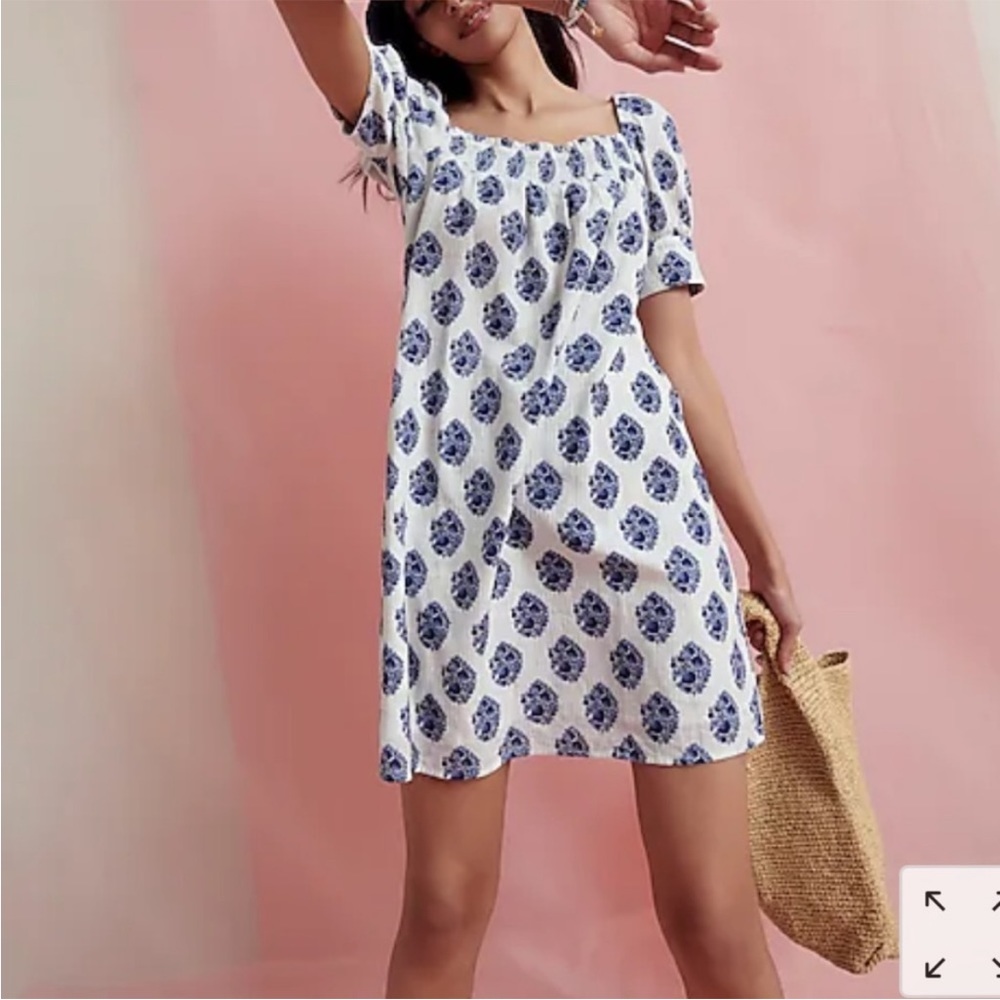 JCrew Afternoon Dress in gathered floral block print